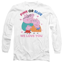 (L, White) Peppa Pig Unisex Adult Pink Or Blue We Love You Family Long-Sleeved T-Shirt