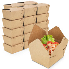 Fit Meal Prep 50 Pack 30 Oz Envases de Papel para Comida para Llevar - A Prueba de Microondas y Fugas