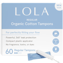 LOLA Biologische Katoenen Tampons, 60 Stuks - Tampons Regular, Feminine Hygiëne Producten