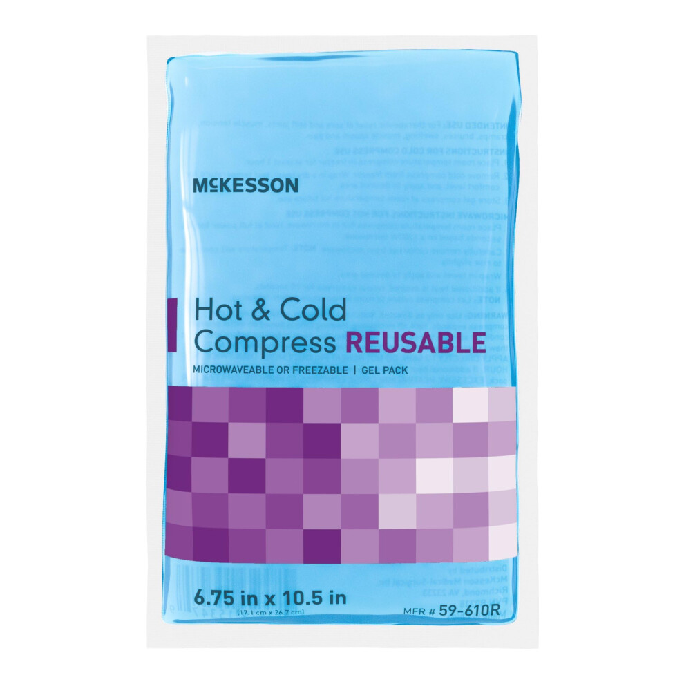 Mckesson Cold And Hot Compress Reusable [1 Pack] Gel Ice Hot Packs For Injuries, 6.75 In X 10.5 In