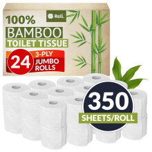 Reli. Bamboo Toilet Paper (24 Jumbo Rollen) | 3 Laags Toiletpapier (350 Vellen/Rol)