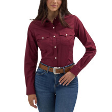Wrangler Western Damen Retro Button-Down Shirt, Wein