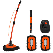 YeewayVeh Car Wash Brush, 43" Extendable Car Wash Brush Mop with Long Handle, 15 Degree Curved Soft Car Washing Brushes with Extra Microfiber Brush He