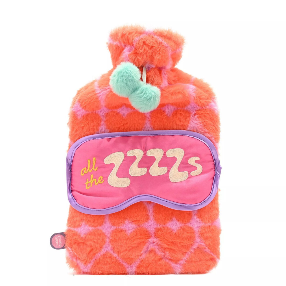 Studio Blom - The Snuggle Is Real - Furry 1.5L Hot Water Bottle And Silk Eye Mask Gift Set