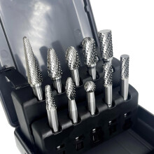 Carbide Burrs Set 10pcs, Dubbel geslepen Solid Carbide Rotary Burr Set 1/4" Schacht voor Diefboor, Metaalbewerking