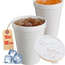 10OZ Schuimbekers Met Deksel voor Warme & Koude Dranken, USA-Gemaakt 100-Pack