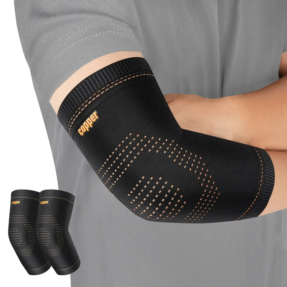 Vlela Copper Elbow Sleeve,Elbow Compression Sleeve, Elbow Brace For Tendonitis And Tennis Elbow,Golfers, Arthritis, Bursitis. Elbow Pain Relief,Weightliftin