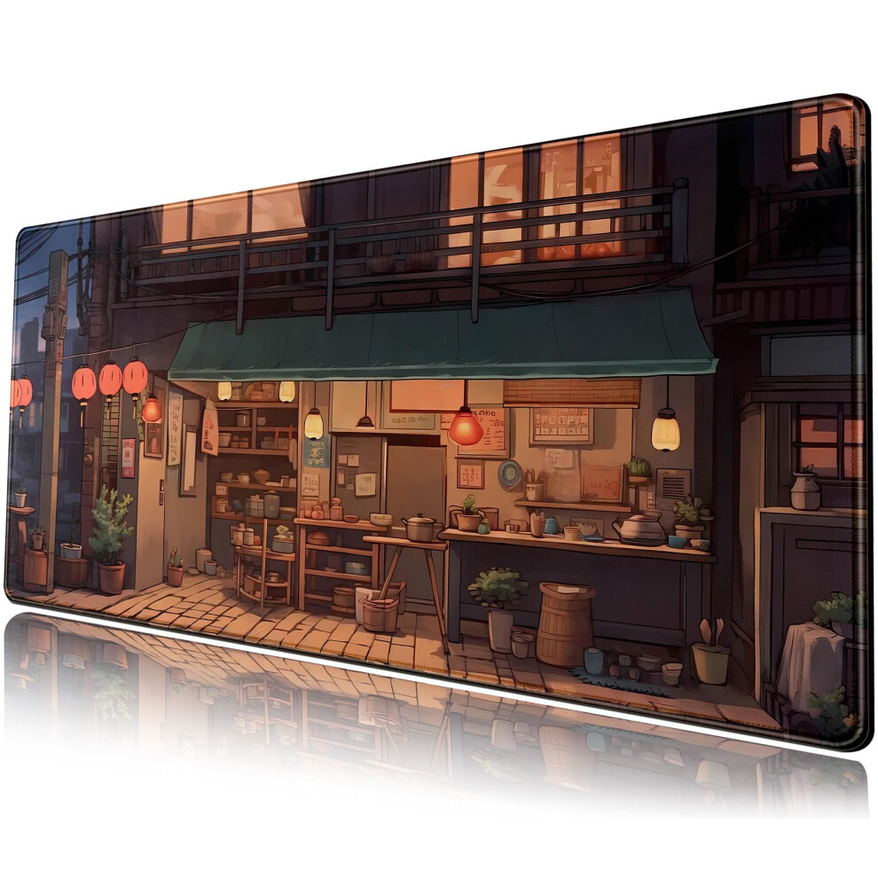 Anime Shop Desk Mat Retro Art Lofi Aesthetic Large Mouse Pad Extended Gaming Mousepad Xl Desk Pad Laptop Keyboard Mouse Mat Deskmat 31.5"X11.8" Cute O 653998678289