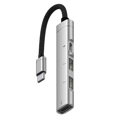 For Android Mobile Phone Computer Tablet Portable PD Charging Hub Type-C USB C Expansion Dock,Silver