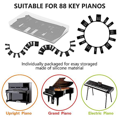 Removable Piano Keyboard Note Labels 88 Keys for Learning, Reusable Piano Key Stickers for Beginners (Black) 2