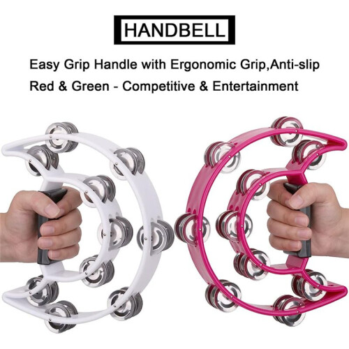 2Pack 10 Polegadas Double Row Pandeiro para Adulto, Half Moon Musical Pandeiro 20 Metal Jingles Hand Held Percussion Drum