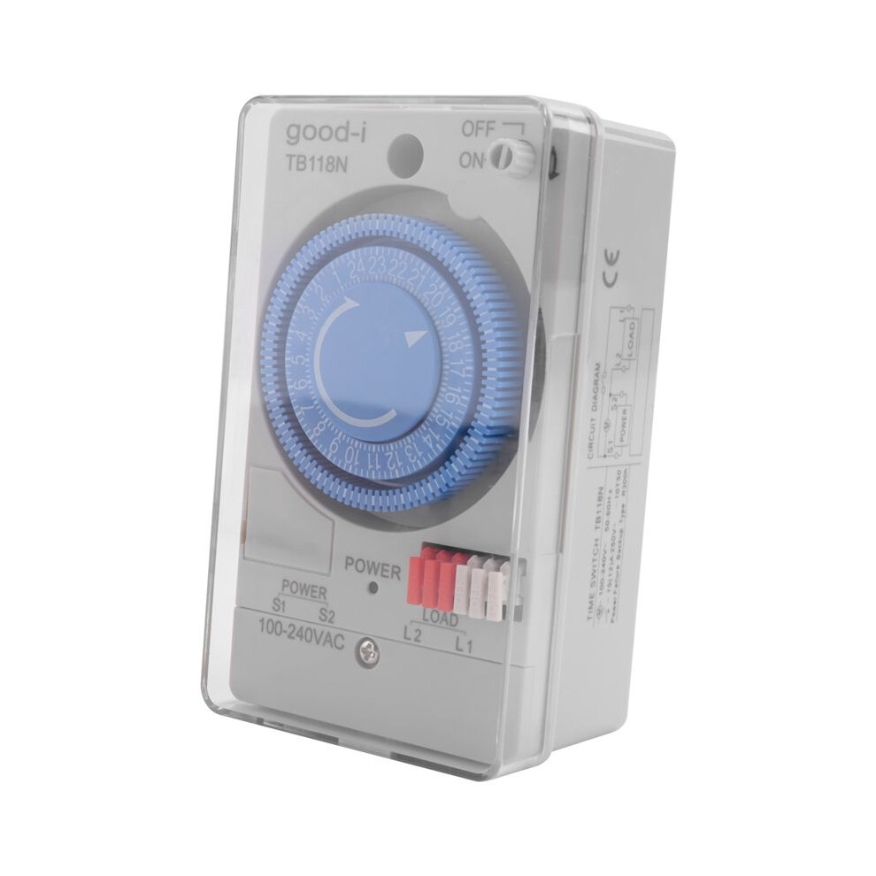 100-240Vac 50-60Hz Tb118n Din Rail Mechanical Timer Waterproof With Transparent Plastic Protective Cover Battery 6033077690175