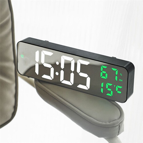 Digital Wall Clock Temperature and Humidity Display Night Mode Table Alarm Clock 12/24H Electronic LED Clock 2