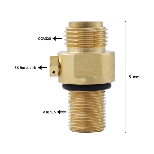 M18X1.5 Co2 Valve Adaptor Replaceable Transverter Suitable for Soda Machine Replaceable Valve,Used for  CGA320 1