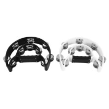 2Pack 10 Inch Dubbele Rij Tamboerijn voor Volwassene, Halve Maan Muzikale Tamboerijn 20 Metalen Jingles Hand Held Percussie Drum
