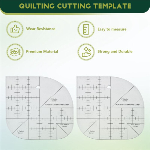 Curved Corner Cutter Quilt Ruler,Acrylic Sewing Curved Corner Cutter Ruler, Sewing Template Patchwork Tool,2PCS 1