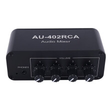 Multi-Source RCA Mixer Stereo Audio Reverberator 4 Input 2 Output Audio Switcher Driver Headphone Volume Control