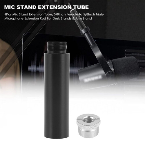 4 PeçAs Tubo de ExtensãO de Suporte de Microfone, Haste de ExtensãO de Microfone de 5/8 Polegadas FêMea a 5/8 Polegadas Masculino para Suportes de 1