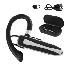 Headset Wireless Earpiece for Cell Phones with Charging Case Hands-Free Single Ear Headset for Office Driving