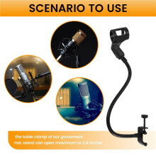 2 PçS Microfone Suporte AjustáVel Suportes de Mesa FlexíVel Gooseneck Suportes de Mesa Grampo Equipamento de GravaçãO para Palestra de ReuniãO