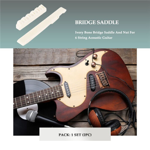 1Set Ivory Bone Bridge Saddle And Nut For 6 String Acoustic Guitar
