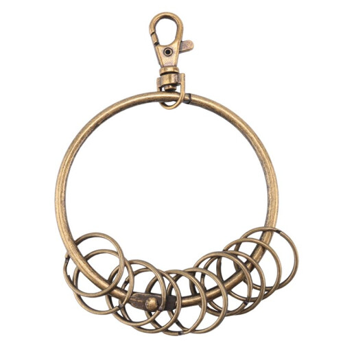 Bronze Tone Carabiner Prisoner Keyring 10 Loops Key Chain Ring 7.6cm 1