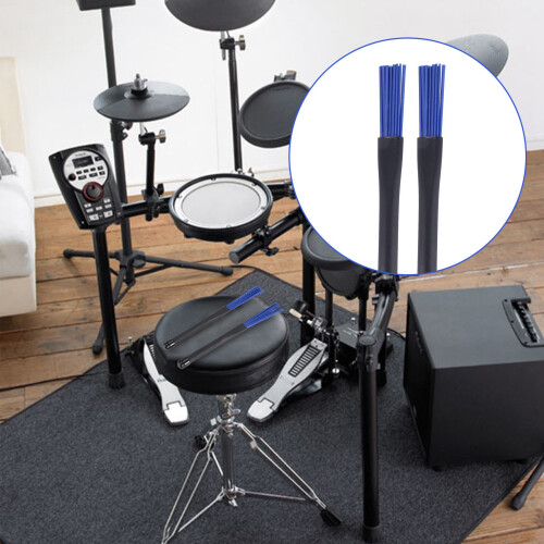 1 Pair Retractable Black Handles Jazz Drum Brushes Sticks  Nylon 32cm 2