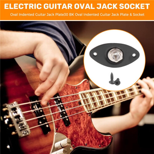 Oval Indented Guitar Jack Plate30 BK Oval Indented Guitar Jack Plate & Socket Black High Quality, 1 Pack 1