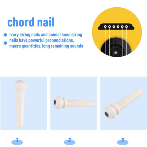 6Pcs Real Bone Material Acoustic Guitar Bridge Pins With Pearl Shell Dot 1