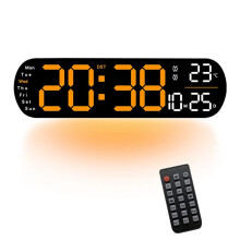 LCD-Digitalwecker, Multifunktional, Großes LED-Wanduhr-Display mit Alarm-, Temperatur- und Luftfeuchtigkeitsuhr-B