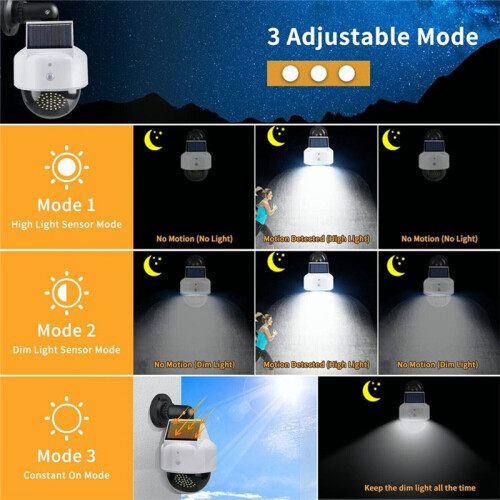 Simulation Camera Solar Flood Light with Motion Sensor Remote Control Waterproof LED Bright Security Lights 1