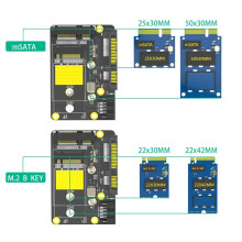 Adaptateur 2 en 1 Msata/M.2 NGFF SSD Vers Double SATA3 Adaptateur M.2/MSATA Vers Adaptateur M.2 NGFF MSATA SSD Vers SATA3.0 2,5 Pouces