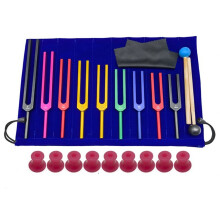 9 Stuks Kleurrijke Solfeggio Stemvorken van Aluminiumlegering, Stemvorken voor Therapie, Stemtherapie Roze