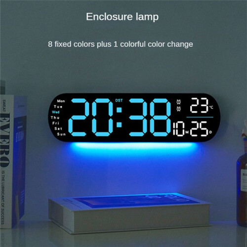 LCD Digital Alarm Clock Multifunction Large LED Wall Clock Display with Alarm, Temperature & Humidity Clock-A 2