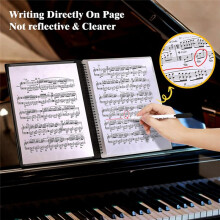 Sheet Music Folder, 60 Pages Capacity, Sheet Music/Holder,Fits Letter Size A4, Writable & Detachable (Green)
