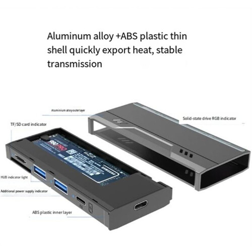 Multifunctional M.2 Hard Drive Enclosure Supports TF/S D Card NVME/NGFF Protocol Solid State Drive Enclosure-B 2