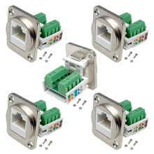 RJ45 Paneelgemonteerde Schroefterminaladapter, RJ45/8P8C Paneelgemonteerde Connector, D-Type RJ45 Vrouwelijke Soldeerloze Terminal