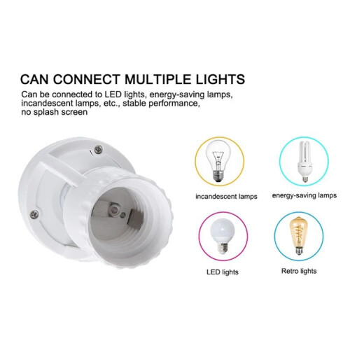 2PCS E27 Motion Sensor Light  100-240V Motion Detector Base Lamp Holder with Light Control   Bulb Socket 2