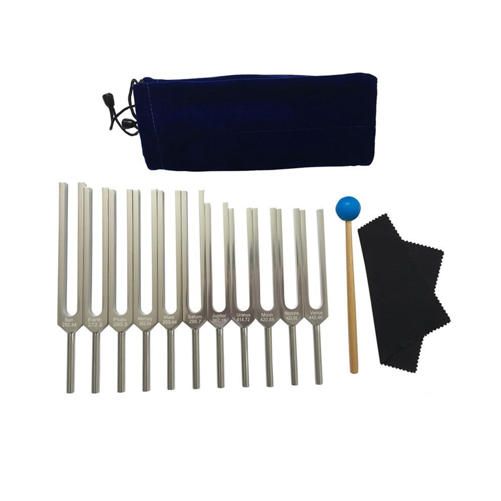Zandonã Tuning Fork Set, 11 Tuning Forks For Healing, Sound Therapy, With Silicone Hammer Cleaning Cloth And Bag