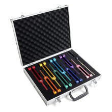 Chakra-Stemvorkset voor Genezing, Geluidstherapie, Lichaam Houden, met Rubberen Hamer, Sleutel, Reinigingsdoek en Aluminium Doos