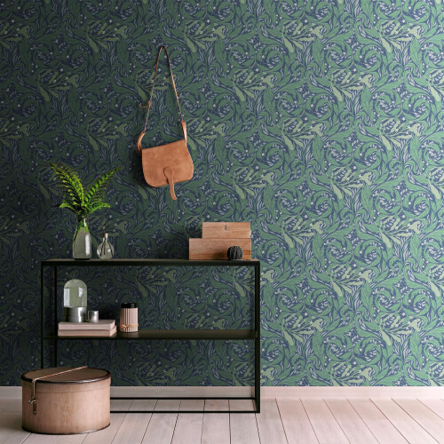 Muriva (One Size, Blue) Muriva Vale Leaf Wallpaper 2