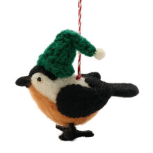 The Seasonal Gift Co. Bird In A Hat Felt Hanging Decoration