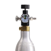 CO2-Tankcilinderadapterconnectorset, TR21-4 Draad CO2-Frisdrankcilinder Navuladapter met 3000 Psi Manometer Zwart