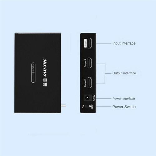 Measy One Input Two Output Splitter Frequency Divider 4K 30HZ -Compatible Screen Divider Converter with UK Plug