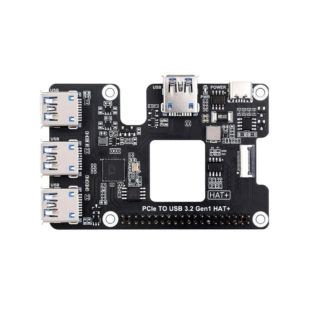 For Raspberry Pi 5 Pcie To Usb 3.2 Gen1 Hat Pcie To Usb Hub 4Xusb Plug And For Raspberry Pi 5 6134130637073