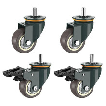 Caster Wheels,4 PCS M16 Thread Heavy Duty TPR-Hjul med Broms Universal 360 Swivel Nature Trolley Replacements 3 Tum