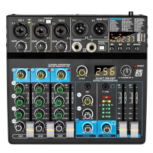 6-Channel Small Multi-Function Mixer for Stage Performances, Karaoke Live Broadcast, with USB Mixer