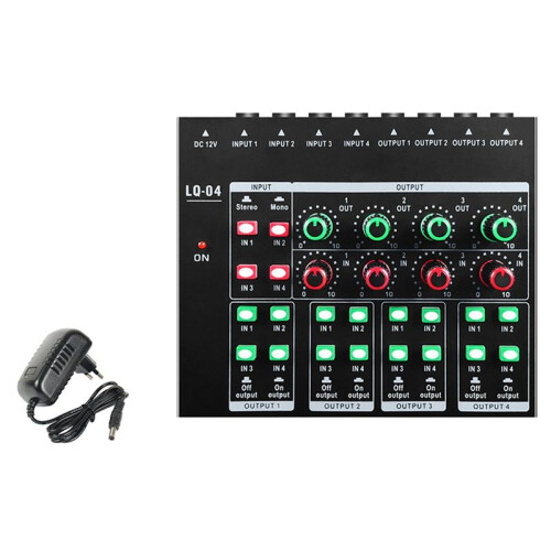 GAX-LQ04  Audio Crossover Small Mixer Multi-Channel Headphone Amplifier EU Plug