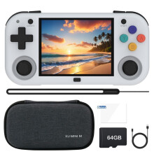 XU  M Game Console 64GB 10700 Games 2.8 Inch IPS Linux Handheld Game Players Retro Video Game for Kids White Gray