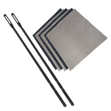 Tige de Nettoyage pour Flûte + 6 Chiffons de Nettoyage pour Flûte Kit de Nettoyage pour Flûte à Vent en Bois Noir Gris